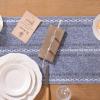 imageSocomi Farmhouse Table Runner 48 inches Macrame Woven Coffee Table Runner Cotton Rustic Fall Thanksgiving Table Runner with Tassels for Boho Home Decor Living Dining Room 13x48 inches BlueDusty Blue