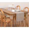 imageSocomi Farmhouse Table Runner 48 inches Macrame Woven Coffee Table Runner Cotton Rustic Fall Thanksgiving Table Runner with Tassels for Boho Home Decor Living Dining Room 13x48 inches BlueNude