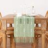 imageSocomi Farmhouse Table Runner 48 inches Macrame Woven Coffee Table Runner Cotton Rustic Fall ThanksgivingTable Runner with Tassels for Boho Home Decor Dining Living Room 13x48 inches NudeSage Green