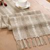 imageSocomi Farmhouse Table Runner 48 inches Macrame Woven Coffee Table Runner Cotton Rustic Fall ThanksgivingTable Runner with Tassels for Boho Home Decor Dining Living Room 13x48 inches NudeNude