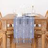 imageSocomi Farmhouse Table Runner 48 inches Macrame Woven Coffee Table Runner Cotton Rustic Fall ThanksgivingTable Runner with Tassels for Boho Home Decor Dining Living Room 13x48 inches NudeDusty Blue