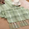 imageSocomi Farmhouse Table Runner 48 inches Macrame Woven Coffee Table Runner Cotton Rustic Fall ThanksgivingTable Runner with Tassels for Boho Home Decor Dining Living Room 13x48 inches NudeSage Green