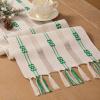 imageSocomi Farmhouse Table Runner 48 inches Macrame Woven Coffee Table Runner Cotton Rustic Fall ThanksgivingTable Runner with Tassels for Boho Home Decor Dining Living Room 13x48 inches NudeChristmas Green