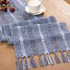 imageSocomi Farmhouse Table Runner 48 inches Macrame Woven Coffee Table Runner Cotton Rustic Fall ThanksgivingTable Runner with Tassels for Boho Home Decor Dining Living Room 13x48 inches NudeDusty Blue
