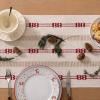 imageSocomi Farmhouse Table Runner 48 inches Macrame Woven Coffee Table Runner Cotton Rustic Fall ThanksgivingTable Runner with Tassels for Boho Home Decor Dining Living Room 13x48 inches NudeChristmas Red