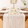 imageSocomi Ivory White Table Runner Spring Easter Cheesecloth Table Runner 170 inch Cheese Cloth 14FT Boho Rustic Gauze for Wedding Party Baby Shower DecorIvory