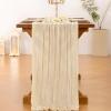 imageSocomi Ivory White Table Runner Spring Easter Cheesecloth Table Runner 170 inch Cheese Cloth 14FT Boho Rustic Gauze for Wedding Party Baby Shower DecorBeige