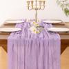 imageSocomi Ivory White Table Runner Spring Easter Cheesecloth Table Runner 170 inch Cheese Cloth 14FT Boho Rustic Gauze for Wedding Party Baby Shower DecorLilac
