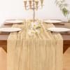 imageSocomi Ivory White Table Runner Spring Easter Cheesecloth Table Runner 170 inch Cheese Cloth 14FT Boho Rustic Gauze for Wedding Party Baby Shower DecorSand