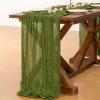 imageSocomi Ivory White Table Runner Spring Easter Cheesecloth Table Runner 170 inch Cheese Cloth 14FT Boho Rustic Gauze for Wedding Party Baby Shower DecorCampsite Green