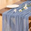 imageSocomi Ivory White Table Runner Spring Easter Cheesecloth Table Runner 170 inch Cheese Cloth 14FT Boho Rustic Gauze for Wedding Party Baby Shower DecorDusty Blue