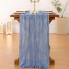imageSocomi Nude Brown Cheesecloth Table Runner Fall Thanksgiving Boho Rustic Gauze 120 inch 10FT Cheese Cloth Runner for Wedding Party Baby Shower Birthday Home Decor Holiday DecorationsDusty Blue