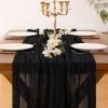 imageSocomi Nude Brown Cheesecloth Table Runner Fall Thanksgiving Boho Rustic Gauze 120 inch 10FT Cheese Cloth Runner for Wedding Party Baby Shower Birthday Home Decor Holiday DecorationsBlack