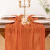 imageSocomi Nude Brown Cheesecloth Table Runner Fall Thanksgiving Boho Rustic Gauze 120 inch 10FT Cheese Cloth Runner for Wedding Party Baby Shower Birthday Home Decor Holiday DecorationsOrange