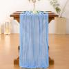 imageSocomi Nude Brown Cheesecloth Table Runner Fall Thanksgiving Boho Rustic Gauze 120 inch 10FT Cheese Cloth Runner for Wedding Party Baby Shower Birthday Home Decor Holiday DecorationsBlue