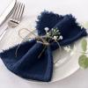 imageSocomi Set of 12 Linen Napkins Caramel Easter Spring Cloth Napkins Washable Fringe 17quotx17quot for Wedding Party Bridal Baby Shower Birthday Table DecorationsNavy