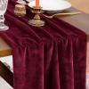 imageSocomi 2pcs Black Velvet Table Runner Christmas Cloth Decor 20 x 120 Inches 10ft Fabric Luxurious Thanksgiving Wedding Runner for New Year Bridal ShowerBurgundy