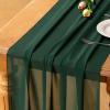imageSocomi Emerald Green Chiffon Table Runner Fall Thanksgiving Boho Rustic 14ft 29x170 Inches Wedding Runner Sheer Romantic Bridal Shower DecorationsEmerald Green