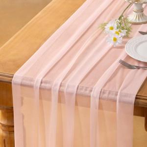 imageSocomi 10pcs Rose Gold Gauze Table Runner Chiffon Like Wedding Table Runner 120 inches Long Boho Rustic for Bridal Shower Decorations Baby ShowerBlush