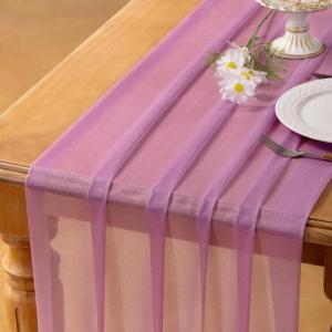 imageSocomi 10pcs Rose Gold Gauze Table Runner Chiffon Like Wedding Table Runner 120 inches Long Boho Rustic for Bridal Shower Decorations Baby ShowerPurple