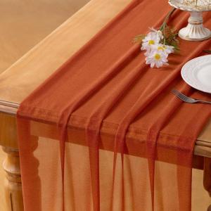 imageSocomi 10pcs Rose Gold Gauze Table Runner Chiffon Like Wedding Table Runner 120 inches Long Boho Rustic for Bridal Shower Decorations Baby ShowerTerracotta