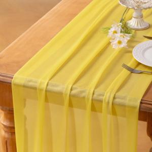 imageSocomi 10pcs Rose Gold Gauze Table Runner Chiffon Like Wedding Table Runner 120 inches Long Boho Rustic for Bridal Shower Decorations Baby ShowerYellow