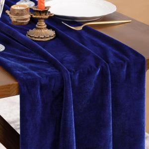 imageSocomi 2pcs Black Velvet Table Runner Christmas Cloth Decor 20 x 120 Inches 10ft Fabric Luxurious Thanksgiving Wedding Runner for New Year Bridal ShowerRoyal Blue