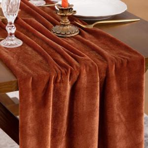 imageSocomi 2pcs Black Velvet Table Runner Christmas Cloth Decor 20 x 120 Inches 10ft Fabric Luxurious Thanksgiving Wedding Runner for New Year Bridal ShowerTerracotta