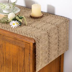 imageSocomi Boho Table Runner Macrame Fall Thanksgiving Farmhouse Woven Cotton Linen Rustic Coffee Table Runner with Tassels for Small Dresser Scarf Home Decor Dining Room 12x72 inch ChampagneBurlap Brown