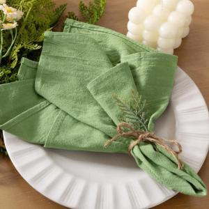 imageSocomi Cloth Napkins Green Fall Thanksgiving Washable Reusable Bulk Linen Cotton Napkins Set of 4 17quotx17quot for Wedding Party Bridal Baby Shower Birthday Dining Table DecorationsSage Green