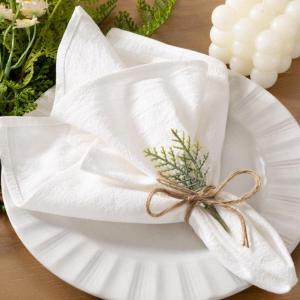 imageSocomi Cloth Napkins Green Fall Thanksgiving Washable Reusable Bulk Linen Cotton Napkins Set of 4 17quotx17quot for Wedding Party Bridal Baby Shower Birthday Dining Table DecorationsWhite