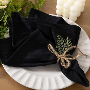 imageSocomi Cloth Napkins Green Fall Thanksgiving Washable Reusable Bulk Linen Cotton Napkins Set of 4 17quotx17quot for Wedding Party Bridal Baby Shower Birthday Dining Table DecorationsBlack