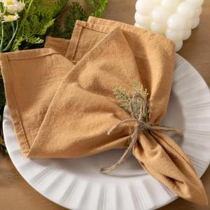 imageSocomi Cloth Napkins Green Fall Thanksgiving Washable Reusable Bulk Linen Cotton Napkins Set of 4 17quotx17quot for Wedding Party Bridal Baby Shower Birthday Dining Table DecorationsCaramel
