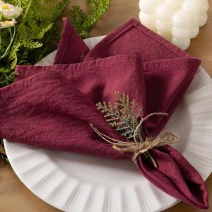 imageSocomi Cloth Napkins Green Fall Thanksgiving Washable Reusable Bulk Linen Cotton Napkins Set of 4 17quotx17quot for Wedding Party Bridal Baby Shower Birthday Dining Table DecorationsBurgundy