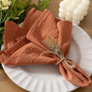 imageSocomi Cloth Napkins Green Fall Thanksgiving Washable Reusable Bulk Linen Cotton Napkins Set of 4 17quotx17quot for Wedding Party Bridal Baby Shower Birthday Dining Table DecorationsTerracotta