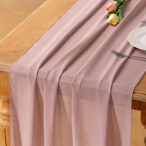imageSocomi Emerald Green Chiffon Table Runner Fall Thanksgiving Boho Rustic 14ft 29x170 Inches Wedding Runner Sheer Romantic Bridal Shower DecorationsDusty Rose
