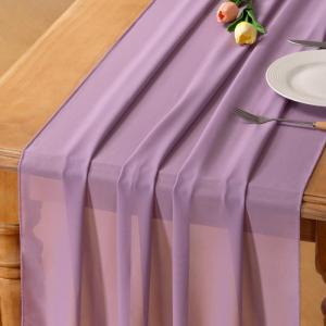 imageSocomi Emerald Green Chiffon Table Runner Fall Thanksgiving Boho Rustic 14ft 29x170 Inches Wedding Runner Sheer Romantic Bridal Shower DecorationsPurple