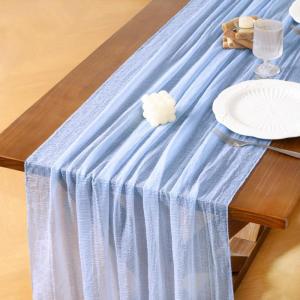 imageSocomi Fall Thanksgiving Table Runner Diamond Cheesecloth Gauze 120 Inch Rustic Boho Cheese Cloth Runner for Wedding Party Baby Bridal Shower Decoration Holiday Home DecorationsBlue