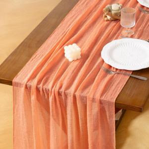 imageSocomi Fall Thanksgiving Table Runner Diamond Cheesecloth Gauze 120 Inch Rustic Boho Cheese Cloth Runner for Wedding Party Baby Bridal Shower Decoration Holiday Home DecorationsPeach