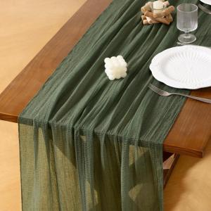 imageSocomi Fall Thanksgiving Table Runner Diamond Cheesecloth Gauze 120 Inch Rustic Boho Cheese Cloth Runner for Wedding Party Baby Bridal Shower Decoration Holiday Home DecorationsOlive Green