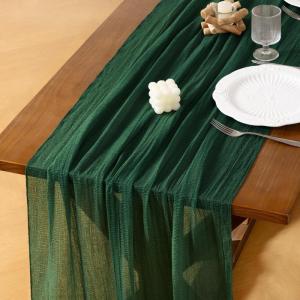 imageSocomi Fall Thanksgiving Table Runner Diamond Cheesecloth Gauze 120 Inch Rustic Boho Cheese Cloth Runner for Wedding Party Baby Bridal Shower Decoration Holiday Home DecorationsEmerald Green