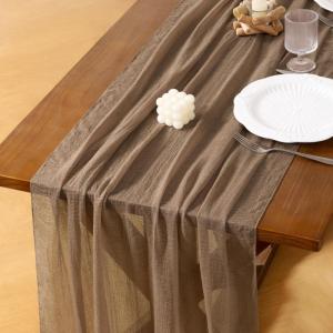 imageSocomi Fall Thanksgiving Table Runner Diamond Cheesecloth Gauze 120 Inch Rustic Boho Cheese Cloth Runner for Wedding Party Baby Bridal Shower Decoration Holiday Home DecorationsCoffee