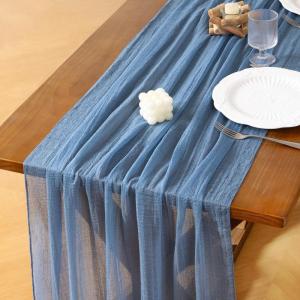 imageSocomi Fall Thanksgiving Table Runner Diamond Cheesecloth Gauze 120 Inch Rustic Boho Cheese Cloth Runner for Wedding Party Baby Bridal Shower Decoration Holiday Home DecorationsDusty Blue