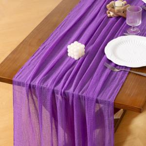 imageSocomi Fall Thanksgiving Table Runner Diamond Cheesecloth Gauze 120 Inch Rustic Boho Cheese Cloth Runner for Wedding Party Baby Bridal Shower Decoration Holiday Home DecorationsPurple