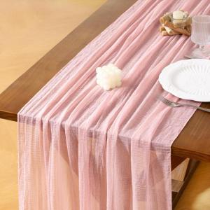 imageSocomi Fall Thanksgiving Table Runner Diamond Cheesecloth Gauze 120 Inch Rustic Boho Cheese Cloth Runner for Wedding Party Baby Bridal Shower Decoration Holiday Home DecorationsBlush Pink