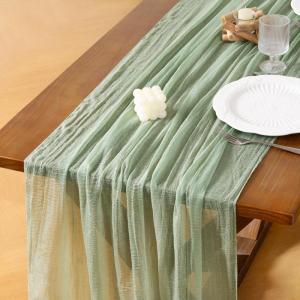 imageSocomi Fall Thanksgiving Table Runner Diamond Cheesecloth Gauze 120 Inch Rustic Boho Cheese Cloth Runner for Wedding Party Baby Bridal Shower Decoration Holiday Home DecorationsSage Green