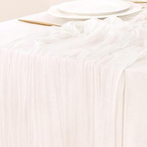 imageSocomi Ivory White Table Runner Spring Easter Cheesecloth Table Runner 170 inch Cheese Cloth 14FT Boho Rustic Gauze for Wedding Party Baby Shower DecorIvory