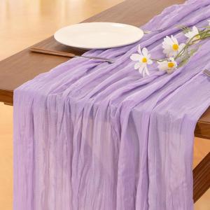 imageSocomi Ivory White Table Runner Spring Easter Cheesecloth Table Runner 170 inch Cheese Cloth 14FT Boho Rustic Gauze for Wedding Party Baby Shower DecorLilac