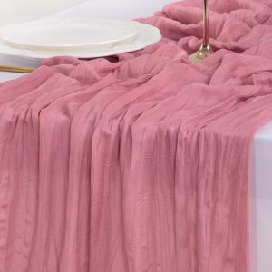 imageSocomi Ivory White Table Runner Spring Easter Cheesecloth Table Runner 170 inch Cheese Cloth 14FT Boho Rustic Gauze for Wedding Party Baby Shower DecorMauve