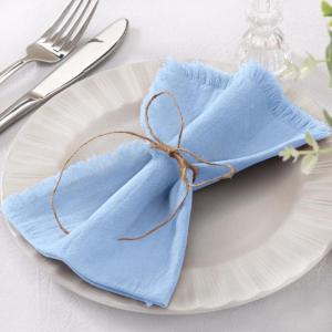 imageSocomi Linen Napkins Green Fall Thanksgiving Cloth Napkins Bulk Washable Cotton Napkins Set of 6 17quotx17quot for Wedding Party Bridal Baby Shower Birthday Table DecorationsSky Blue